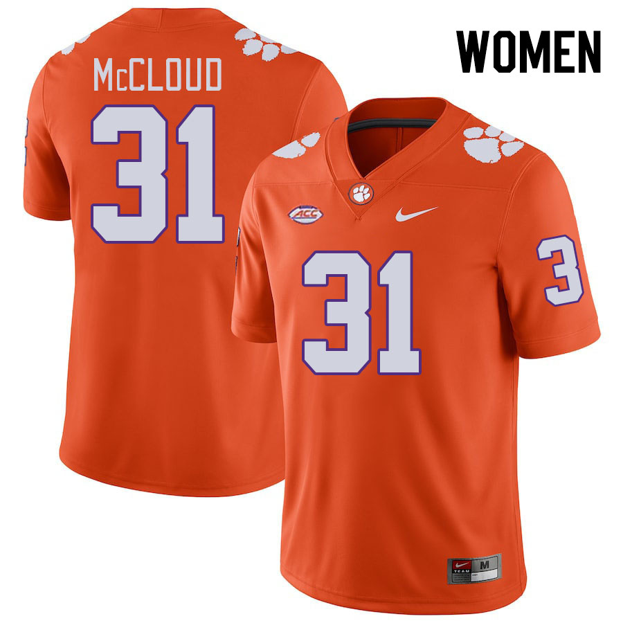 Women's Clemson Tigers Kobe McCloud #31 College Orange NCAA Authentic Football Stitched Jersey 23TP30AU